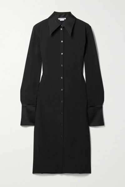 Acne Studios Satin-trimmed Crepe Shirt Dress In Black