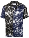 Ports V Marble-print Button-down Shirt In Blue