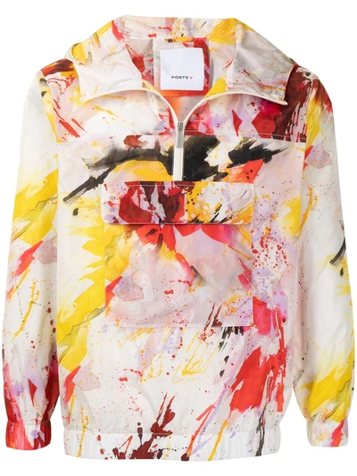 Ports V Graffiti-print Pullover Jacket In White