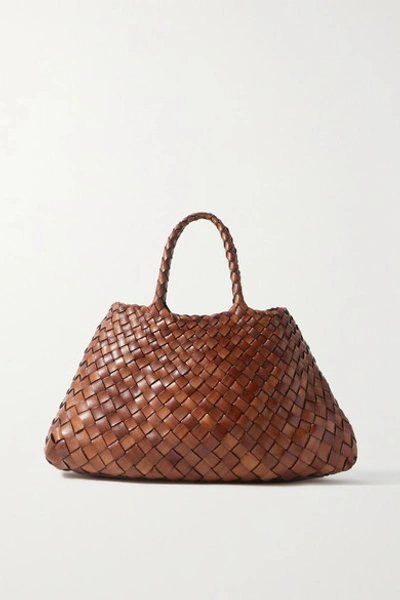 Dragon Diffusion Santa Croce Large Woven-leather Basket Bag In Tan