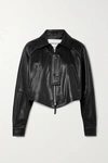 ANDERSSON BELL SHOREDITCH CROPPED TEXTURED-LEATHER BIKER JACKET
