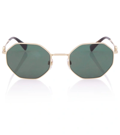 Valentino Vlogo Sunglasses In Gold
