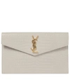 Saint Laurent Neutral Uptown Mock Croc Leather Clutch Bag In White