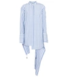 Monse Stripe Drawstring Asymmetrical Shirt In Blue