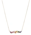 Suzanne Kalan Frenesia Rainbow Bar 14kt Gold Necklace In Multicoloured
