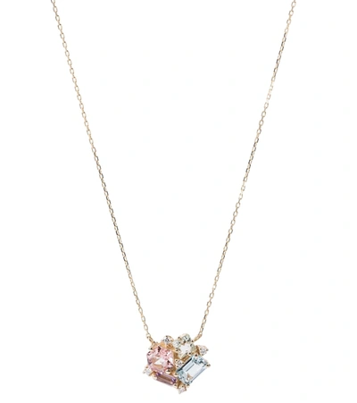 Suzanne Kalan Blossom 14kt Gold Necklace With Diamonds, Amethyst, Topaz And Rose De France In Multicoloured