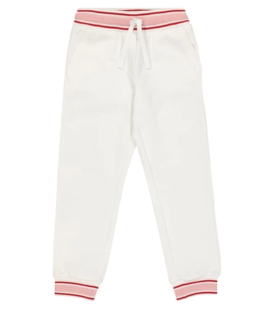 Dolce & Gabbana Kids' Cotton Sweatpants W/ Flower Appliqués In White