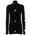 Prada Openwork Viscose Turtleneck Sweater In Black