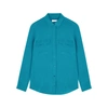 Equipment Women's Signature Slim Silk Button-front Blouse In Blue