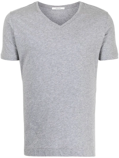 Adam Lippes V-neck Cotton T-shirt In Grey