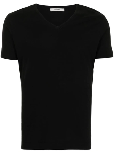 Adam Lippes V-neck Cotton T-shirt In Black