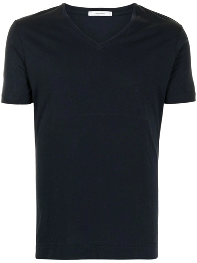 Adam Lippes V-neck Cotton T-shirt In Blue