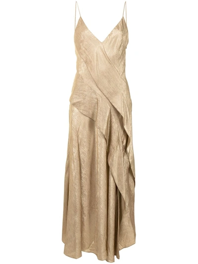 Acler Station Lamé Bias-cut Slip Gown In Gold