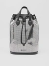 BURBERRY Mirrored Suede and Leather Drawcord Backpack