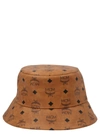 Mcm Logo Faux Leather Bucket Hat In Brown