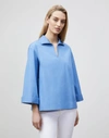 Lafayette 148 Plus-size Dales Shirt In Italian Sculpted Kindcotton In Bluebell