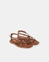 LAFAYETTE 148 CAMILLE ICON FLAT SANDAL IN LEATHER-CHOCOLATE