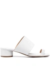 Maison Margiela Mm6 Leather Thong Sandals With Lacquered Heel 5cm In White