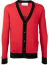 Ports V Slogan-print Knitted Cardigan In Red