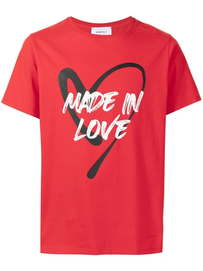 Ports V Slogan-print Short-sleeved T-shirt In Red