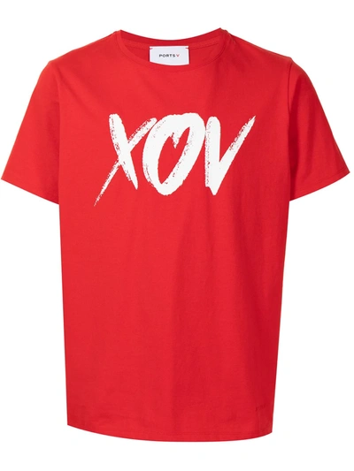 Ports V Slogan-print Short-sleeved T-shirt In Red