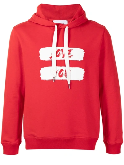 Ports V Logo-print Drawstring Hoodie In Red