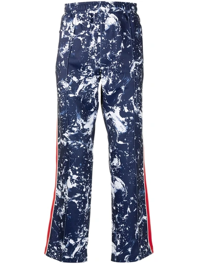 Ports V Printed Side-stripe Track Pants In Blue