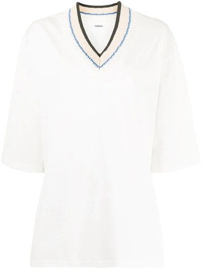 Coohem Knitted Collar T-shirt In White