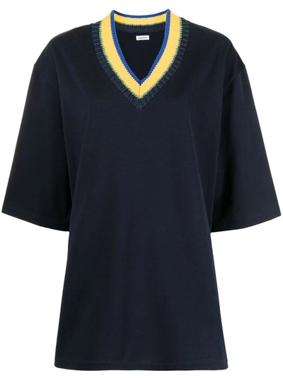 Coohem Knitted Collar T-shirt In Blue