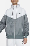 Nike Mens Lighweight Hooded Windbreaker Jacket In Smoke Grey/white