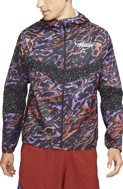 Nike Men's Windrunner Wild Run Reflective Camouflage Hooded Jacket In Purple Nebula