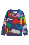Boden Kids' Starboard Dino Graphic Sweatshirt In Starboard Blue Dino