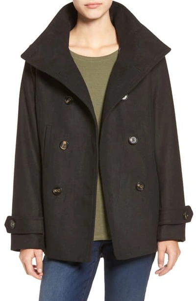 Thread & Supply Double Breasted Peacoat In Black