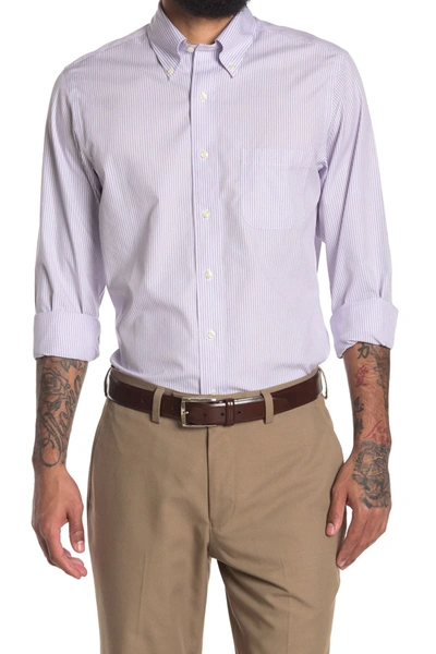 Brooks Brothers Check Print Long Sleeve Milano Fit Shirt In Purple |  ModeSens