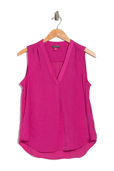 Vince Camuto Rumpled Satin Blouse In Magenta Rose