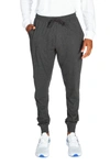 Unsimply Stitched Lightweight Soft Knit Joggers In Melange Dark Grey