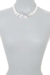 Karine Sultan Sterling Silver Plated Shiny Textured Square Necklace In Silver