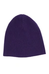 Portolano Cashmere Ribbed Beanie In Uva Violet