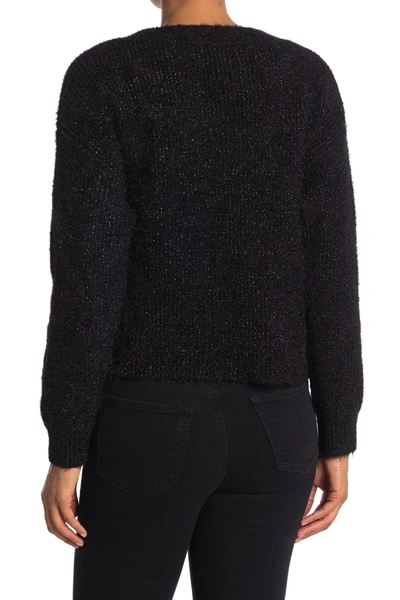Abound V-neck Fuzzy Knit Pullover Sweater In Black