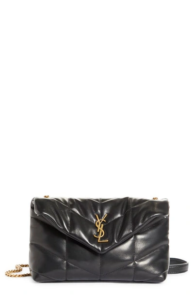 Saint Laurent Toy Loulou Puffer Quilted Leather Crossbody Bag In Black
