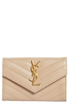 SAINT LAURENT 'MONOGRAM' QUILTED LEATHER FRENCH WALLET,414404BOW01