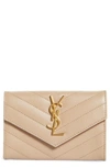 Saint Laurent 'monogram' Quilted Leather French Wallet In 2721 Dark Beige