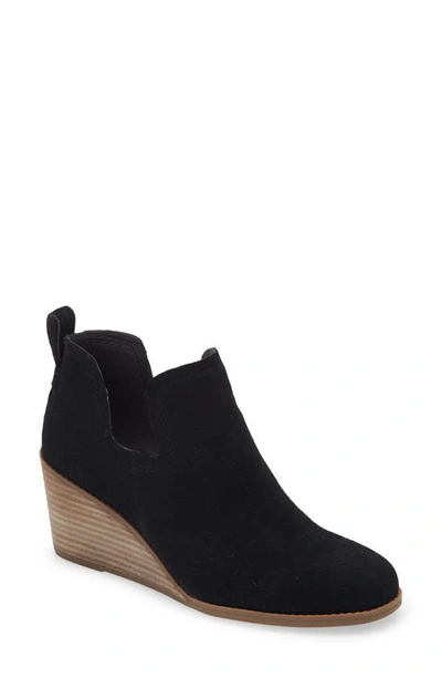 Toms Kallie Womens Suede Ankle Wedge Boots In Black Wide Suede