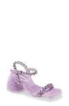 JEFFREY CAMPBELL LOVER EMBELLISHED FAUX FUR SANDAL,LOVER