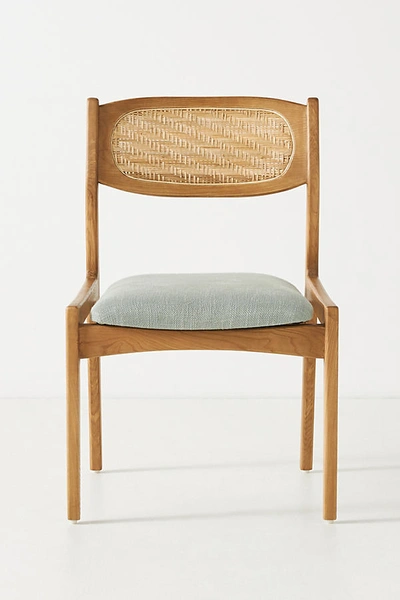 Anthropologie Zoey Caned Armless Dining Chair In Blue