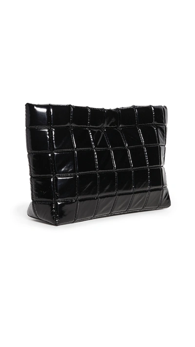A.w.a.k.e. Large Quilted Faux Glossed-leather Clutch In Black