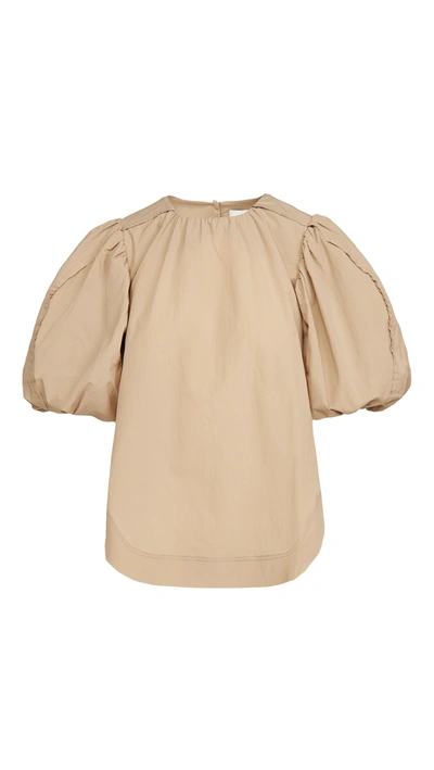 Aje Women's Vellum Puff-sleeve Cotton-blend Poplin Top In Neutral