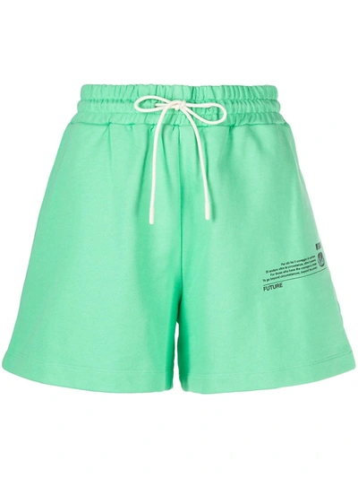 Msgm Organic Cotton Sweat Shorts In Green