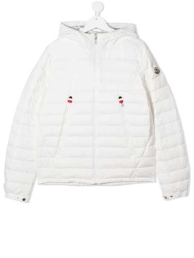 Moncler Teen Hooded Puffer Jacket In White