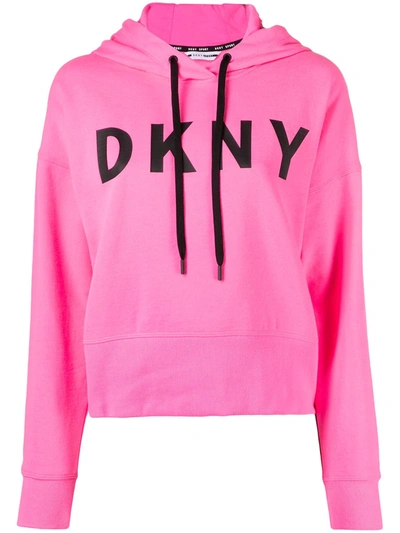 Dkny Logo-print Drawstring Hoodie In Pink